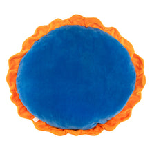 Load image into Gallery viewer, 15 Inch blue and brown Blueberry Pie Smillows Blueberry Pie scented Plush back view with Top Summer Toy, kids product of the year award badge from the 2019 creative child magazine
