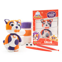 Load image into Gallery viewer, Air Dough Collectibles Character orange, white, and purple Callie the Cat made with Air Dough the lightest most amazing dough on Earth! with Tillywig Toy Award badge for Best Creative Fun
