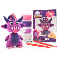 Load image into Gallery viewer, Air Dough Collectibles Character purple and pink Eva the Monster made with Air Dough the lightest most amazing dough on Earth! with Tillywig Toy Award badge for Best Creative Fun
