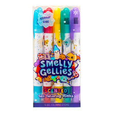 Load image into Gallery viewer, Pack of 5 Scented Gel Crayons, Holiday Glitter Smelly Gellies
