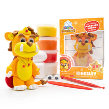Load image into Gallery viewer, Air Dough Collectibles Character orange and yellow Kingsley the Lion made with Air Dough the lightest most amazing dough on Earth! with Tillywig Toy Award badge for Best Creative Fun
