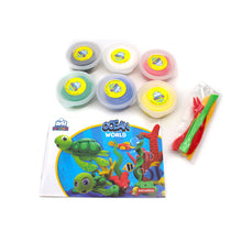 Load image into Gallery viewer, The Tools, Instructions, and Dough that are included with the Air Dough Ocean World
