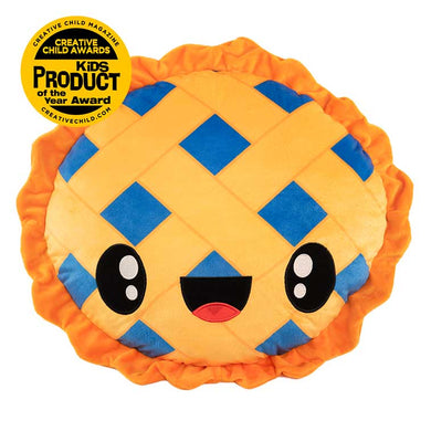 15 Inch blue and brown Blueberry Pie Smillows Blueberry Pie scented Plush with Top Summer Toy, kids product of the year award badge from the 2019 creative child magazine