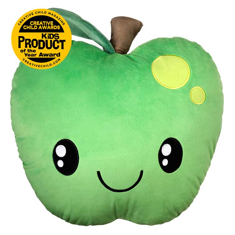 15 Inch green Apple Smillows Apple scented Plush with Top Summer Toy, kids product of the year award badge from the 2019 creative child magazine