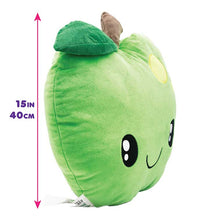 Load image into Gallery viewer, 15 Inch green Apple Smillows Apple scented Plush side view with Top Summer Toy, kids product of the year award badge from the 2019 creative child magazine
