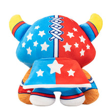 Load image into Gallery viewer, Bedtime Defenderz Red,Blue,and Orange plush named El Sonador in a back view
